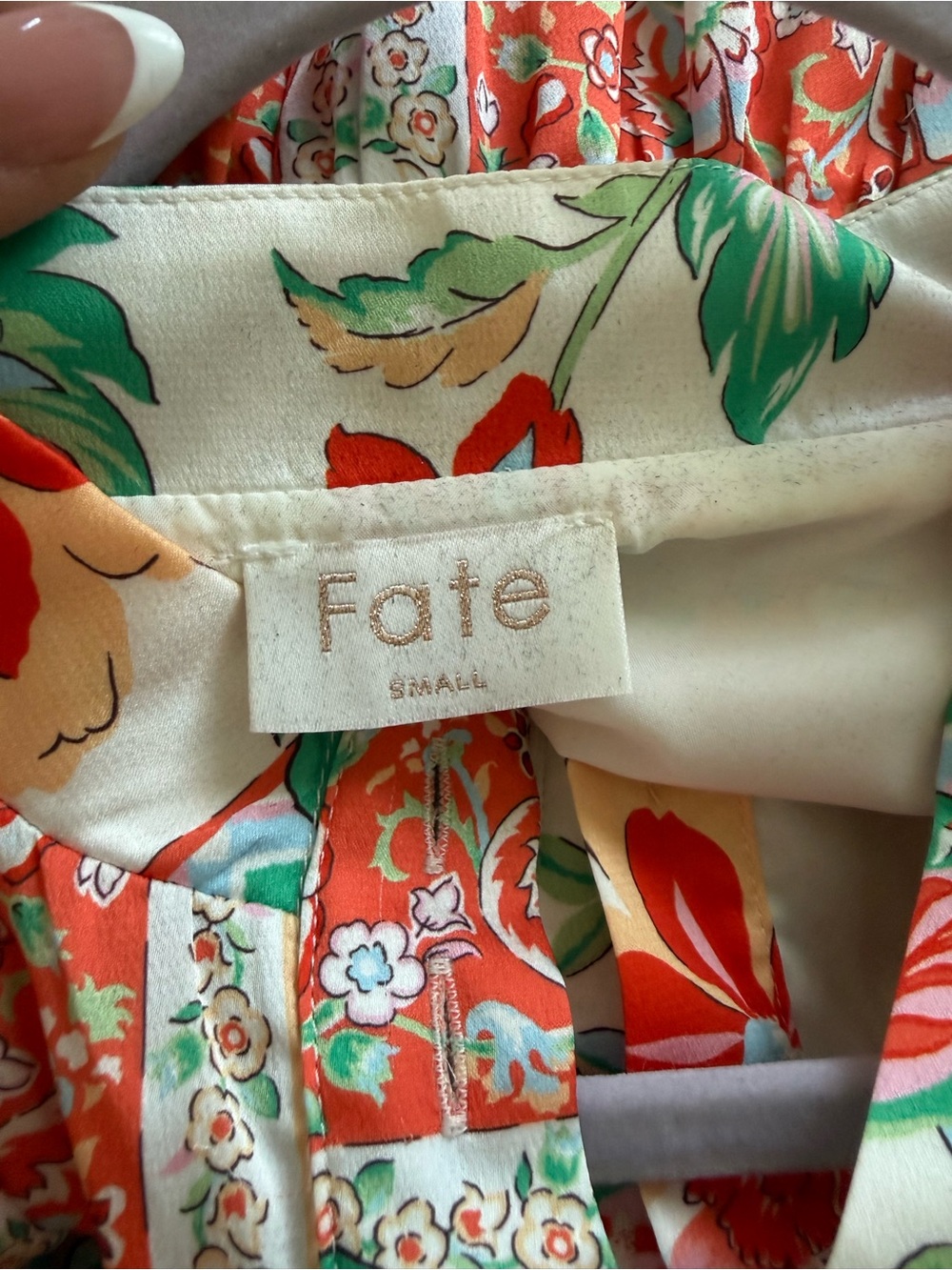 Floral Tie-Front Women’s dress in Red & Green - Picture 3 of 4